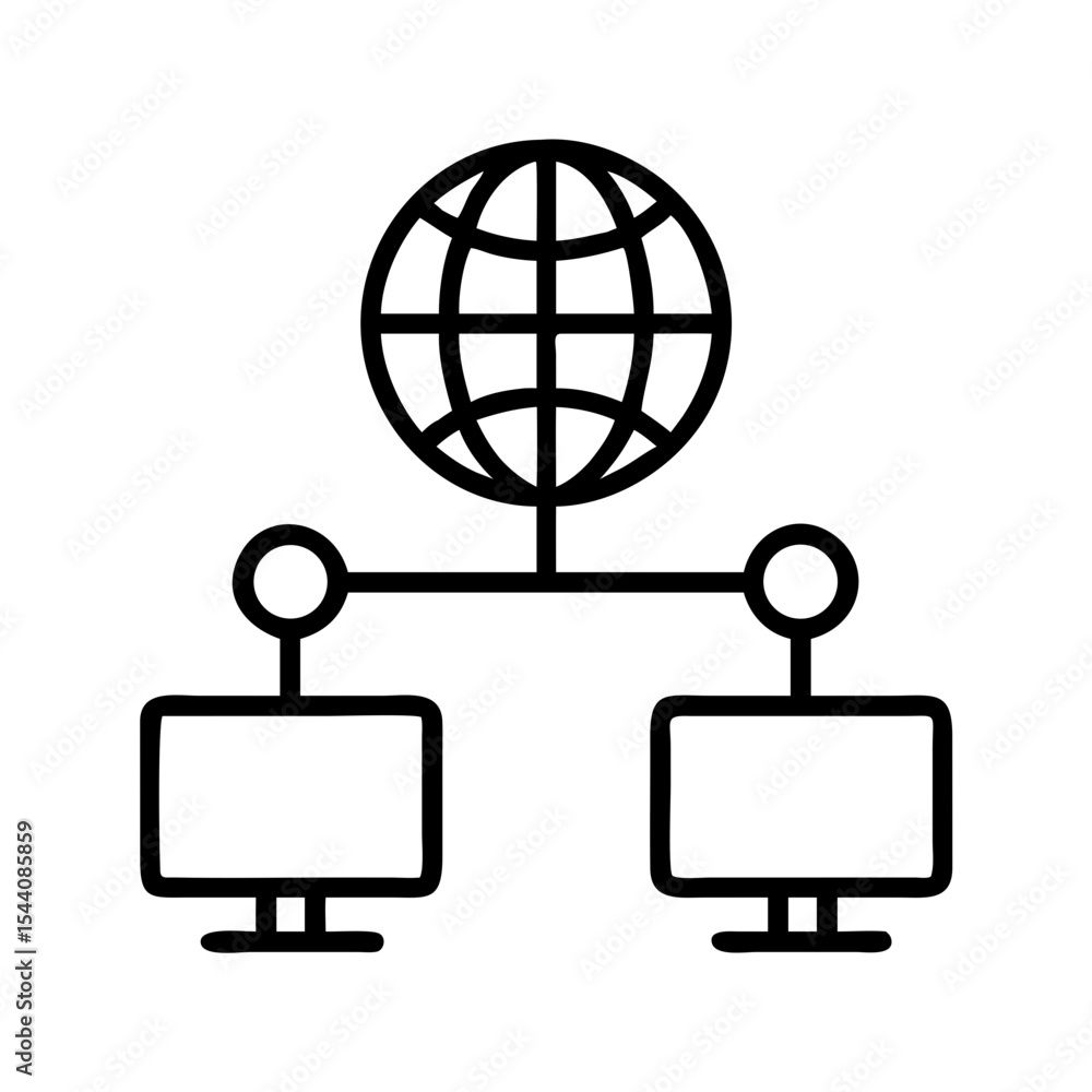 Poster network diagram showing computer network connected to internet global server connection concept desi