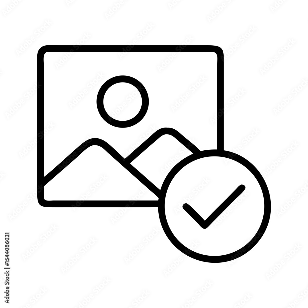 Poster image upload success icon vector illustration, graphic design element for website and mobile app des