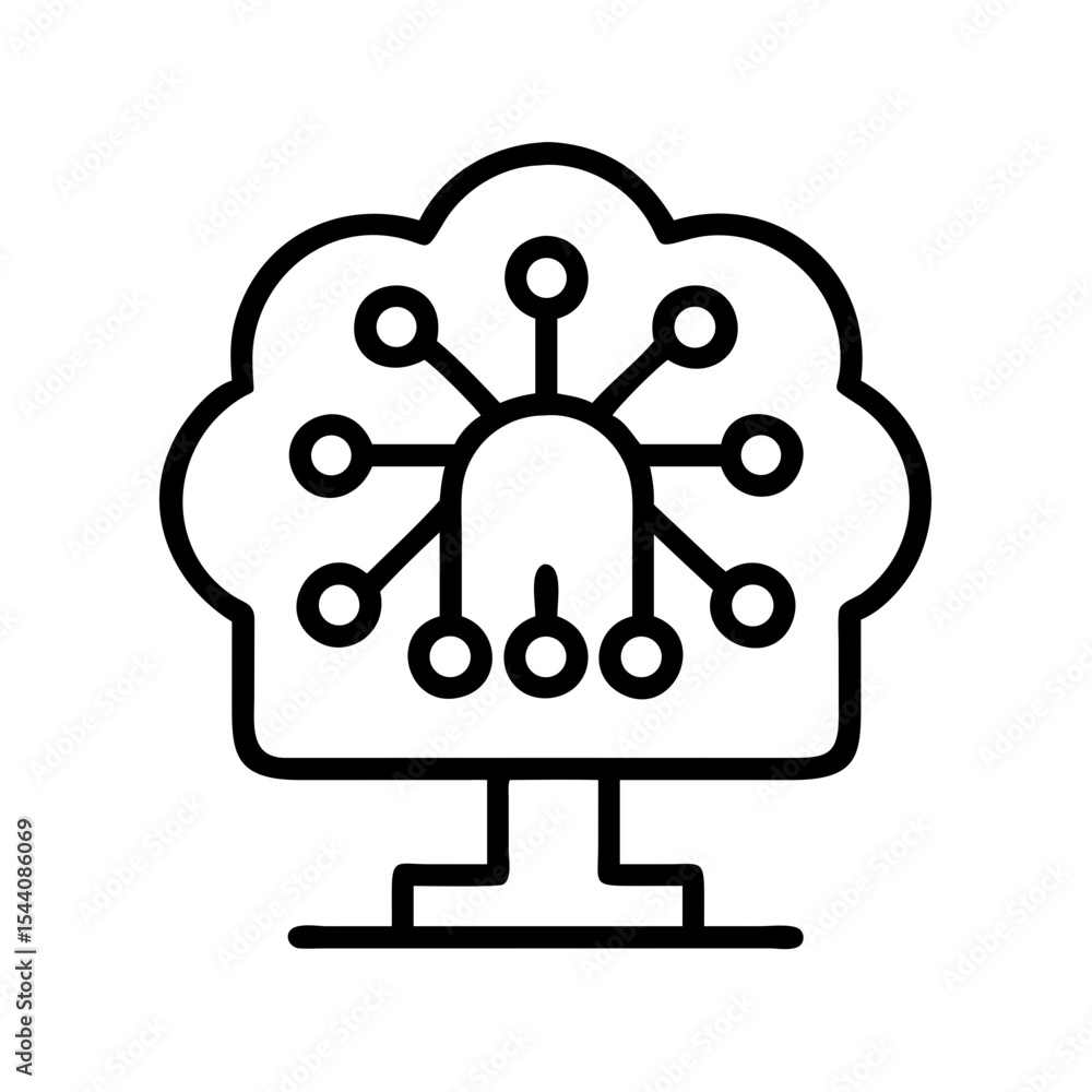Poster cloud computing network diagram icon vector, data storage, server, connection, database, system
