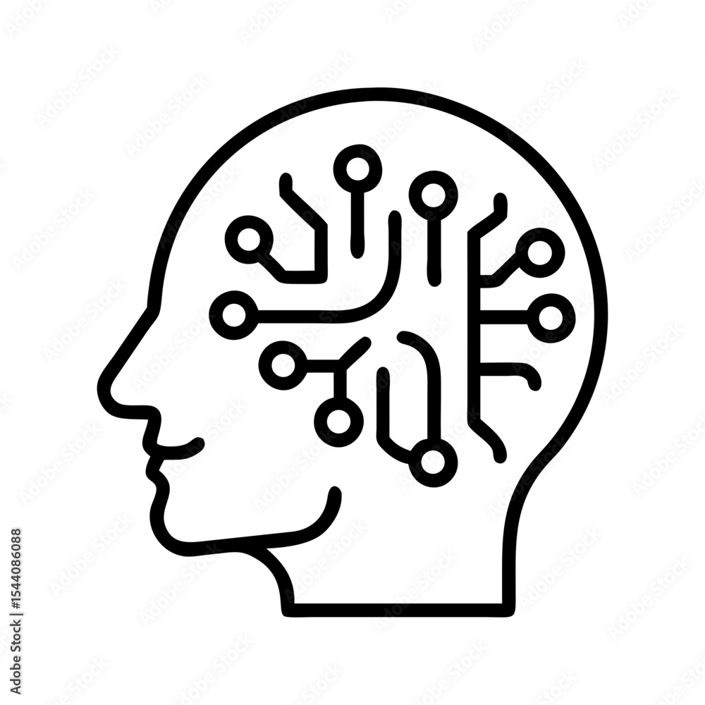 Aufkleber artificial intelligence ai brain circuit technology head innovation concept vector graphic design