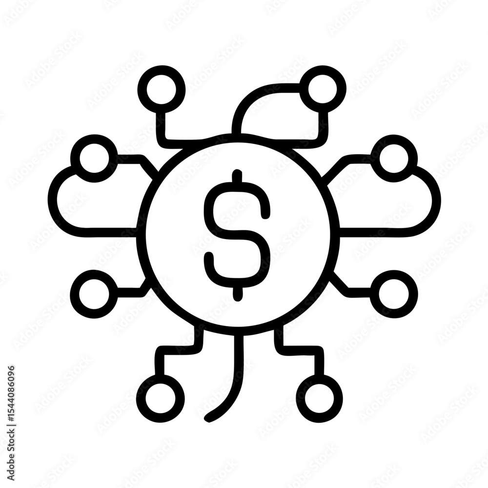 Poster digital currency technology icon representing blockchain network and financial transactions online p