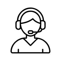 Customer service representative icon vector, call center agent, help desk support person outline graphic