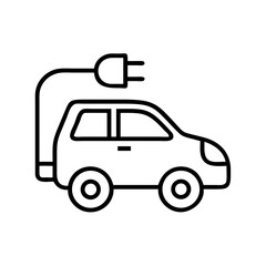 Electric vehicle ev charging station plug in car outline icon for green energy and sustainability tech