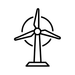 Wind turbine vector icon illustration, renewable energy windmills, sustainable power generation design