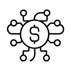 Digital currency technology icon representing blockchain network and financial transactions online payments