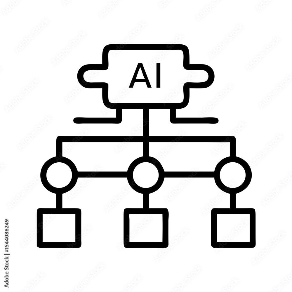 Poster ai neural network diagram illustration for machine learning and deep learning applications and techn