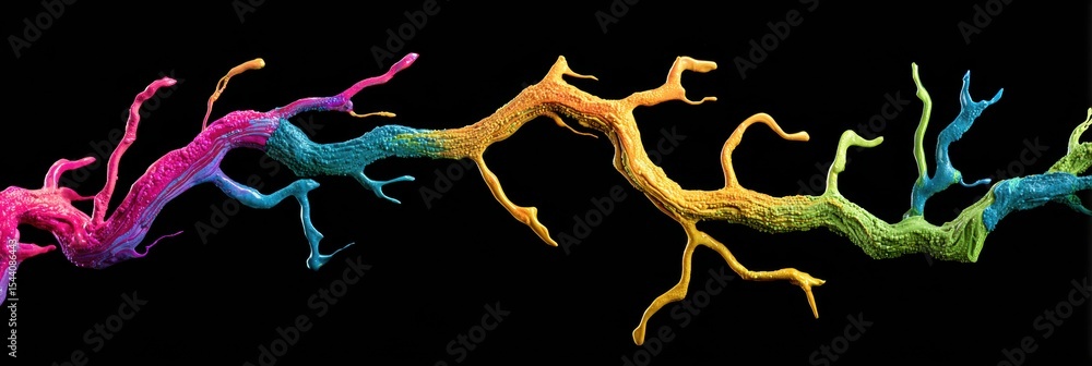 Aufkleber Colorful Fluid Paint Resembling Neural Branches in Motion Creating a Vibrant Abstract Display