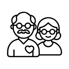 Illustration of elderly couple icon vector design representing family love and togetherness concept