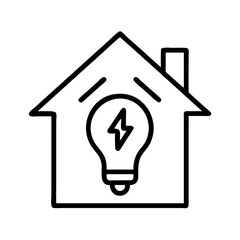 Smart home automation energy efficiency concept with lightbulb inside house outline vector icon