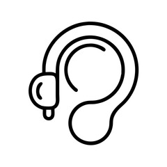 Hearing aid vector icon, assistive listening device for hearing loss and impairment assistance technology