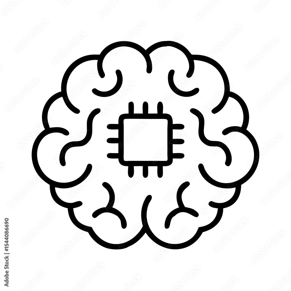 Poster artificial intelligence ai brain with chip technology concept for machine learning and neural networ