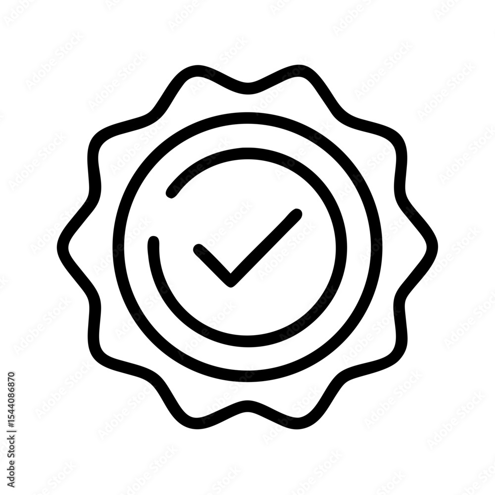 Poster check mark approved stamp icon vector graphic design element for quality assurance and validation pr