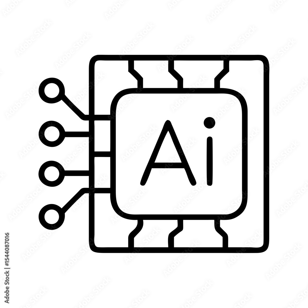 Poster ai artificial intelligence chip icon vector illustration for machine learning and neural network con