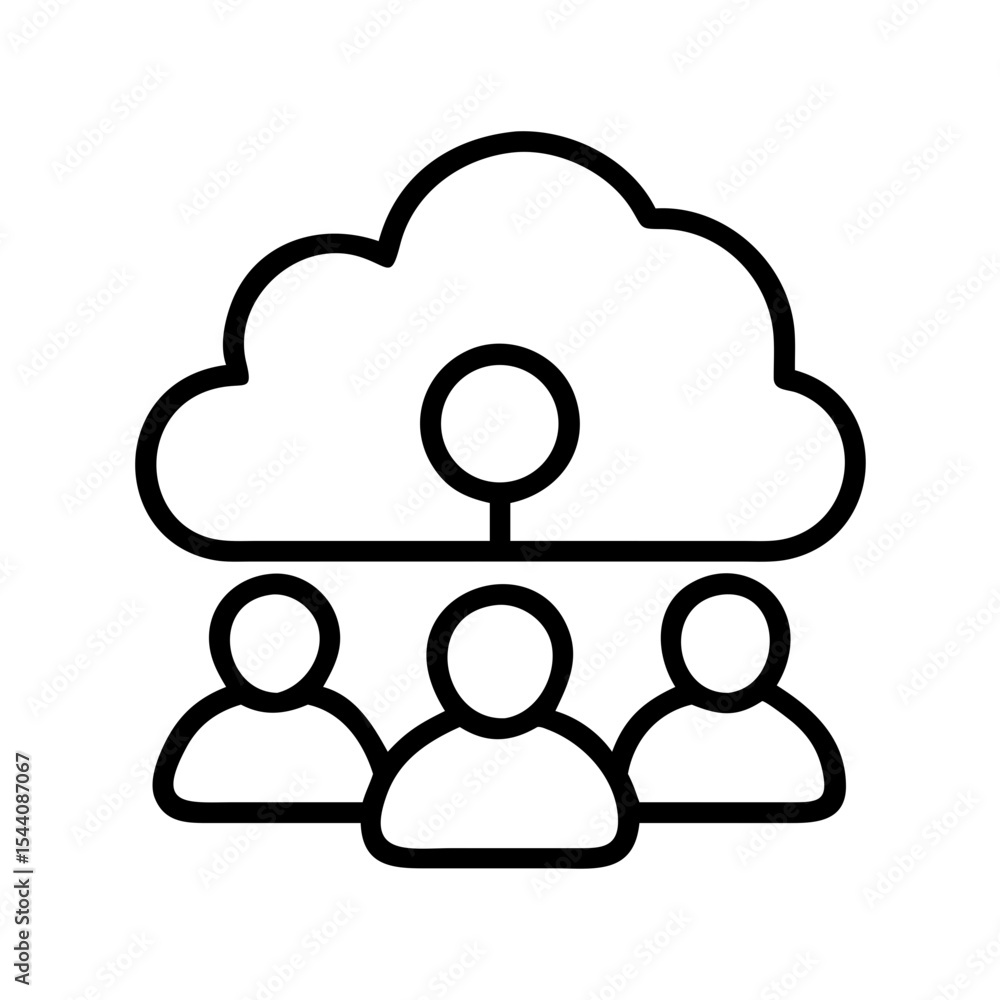 Poster cloud computing network diagram showing data sharing and collaboration between team members online n