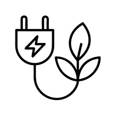 Green energy solutions: sustainable power plug with leaf vector illustration and eco friendly concept
