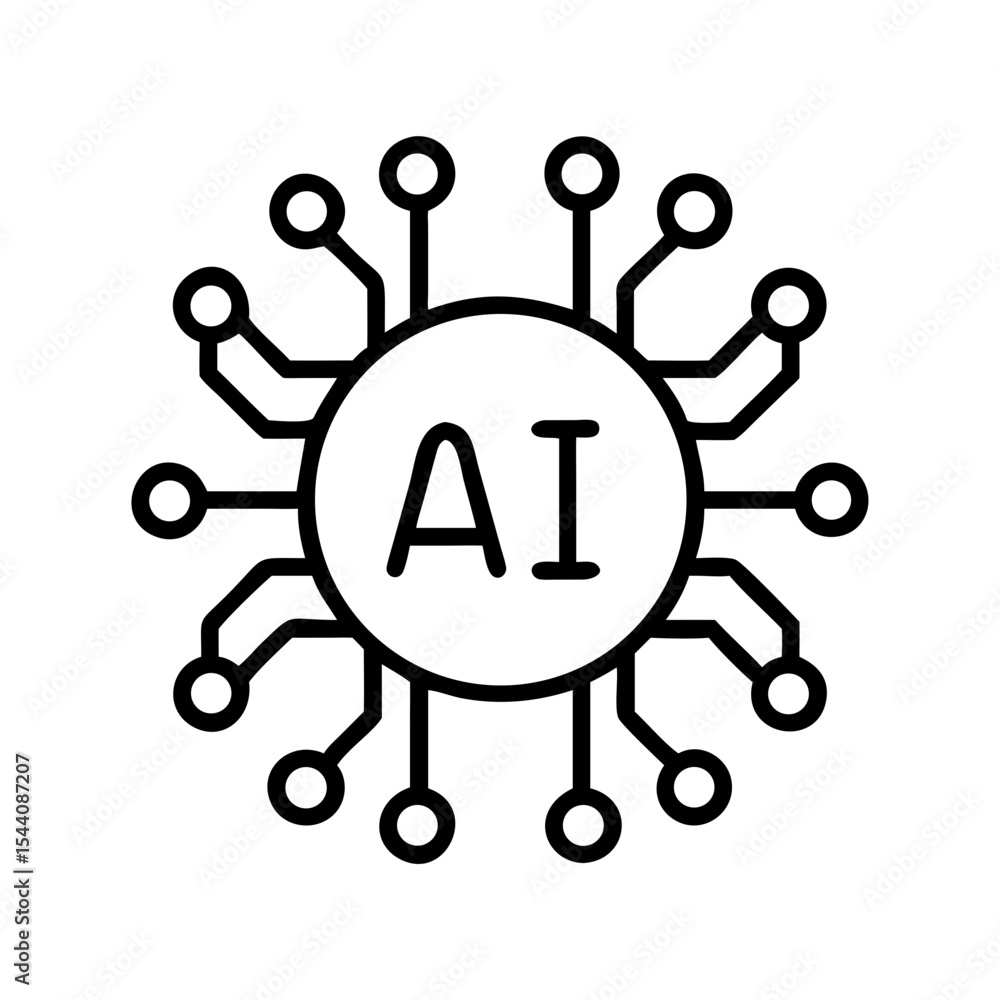 Poster ai artificial intelligence machine learning neural network deep learning technology icon vector desi