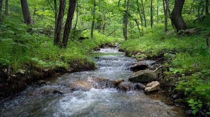 Obraz premium Lush forest stream