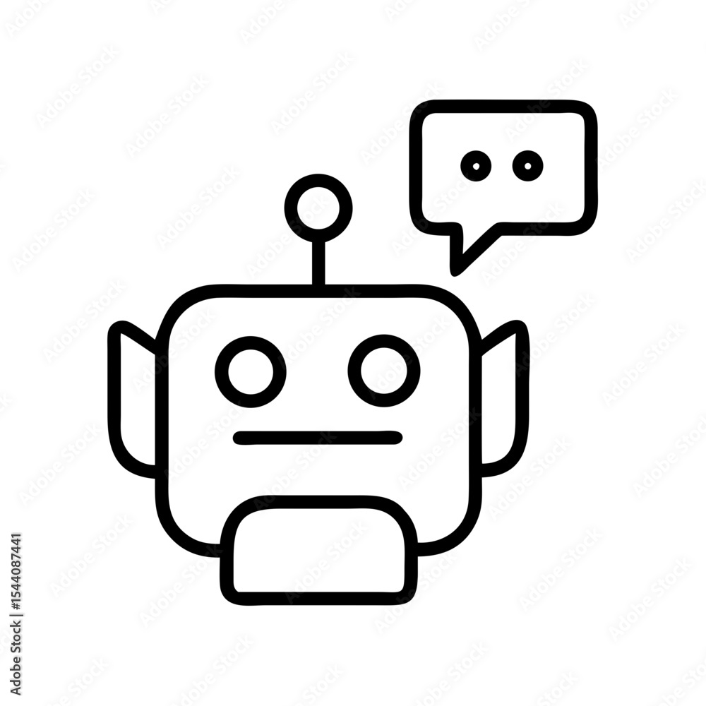 Poster robot chatbot icon vector illustration for ai artificial intelligence and machine learning design