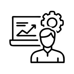 Business analysis and strategy planning presentation with gear and growth chart concept icon vector