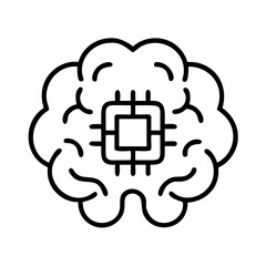Artificial intelligence brain chip icon for ai technology neural network and machine learning concept