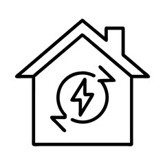 Renewable energy home icon, sustainable house with electricity symbol, eco friendly power source design vector