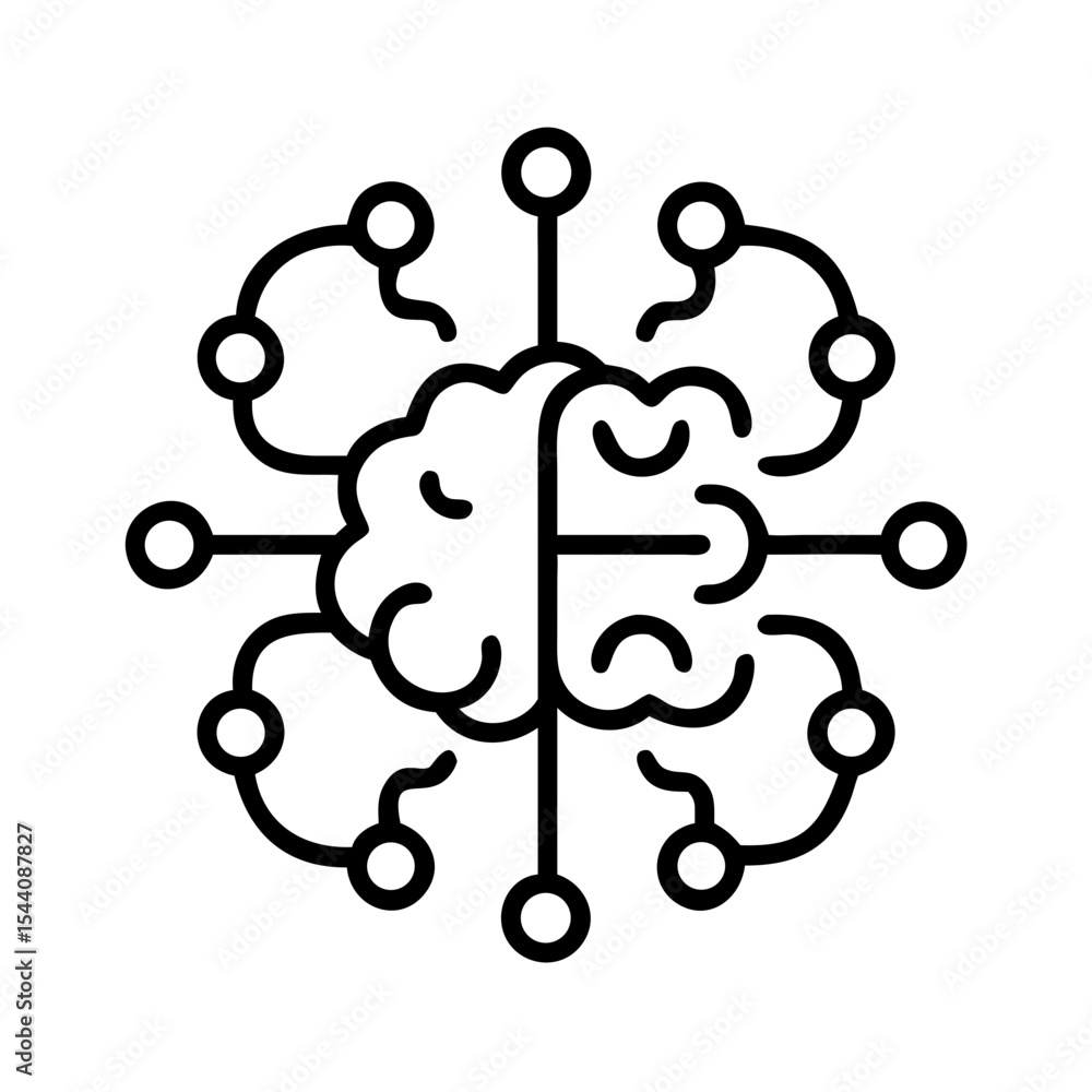 Poster artificial intelligence brain connected technology neural network ai machine learning concept icon