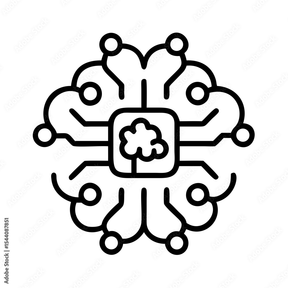 Poster Artificial intelligence brain circuit board vector design for neural network and machine learning tech