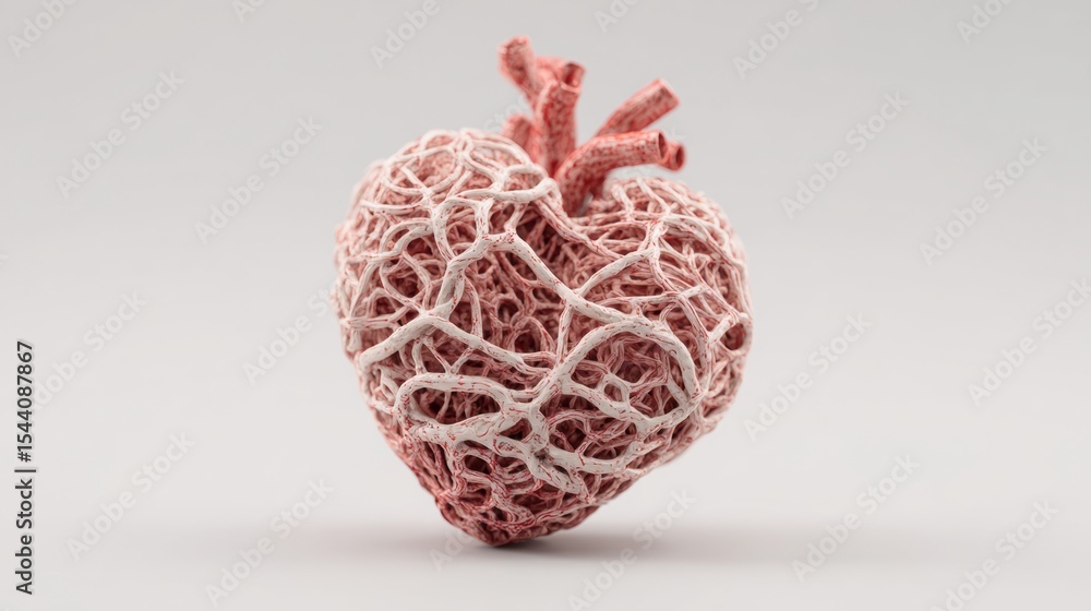 Poster clay representation of a nervous system intertwined with a heart icon showcasing human anatomy in a 