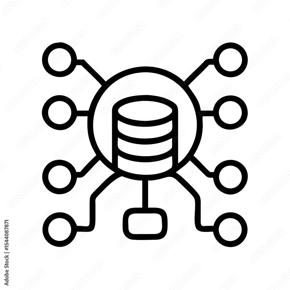 Poster Database network server connection diagram for data storage and cloud computing infrastructure service