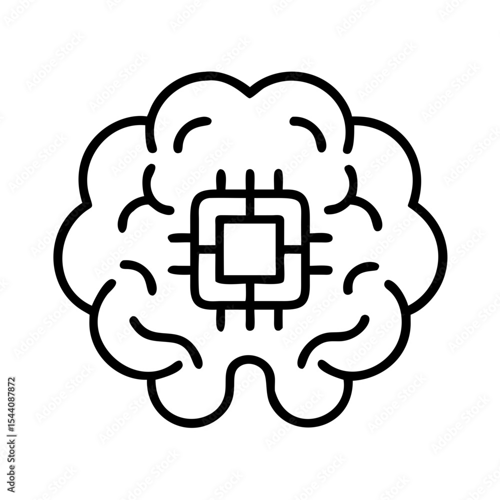 Poster artificial intelligence brain chip icon for ai technology neural network and machine learning concep