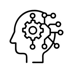 Obraz premium Artificial intelligence concept with human head gear and circuit, ai technology and brain power