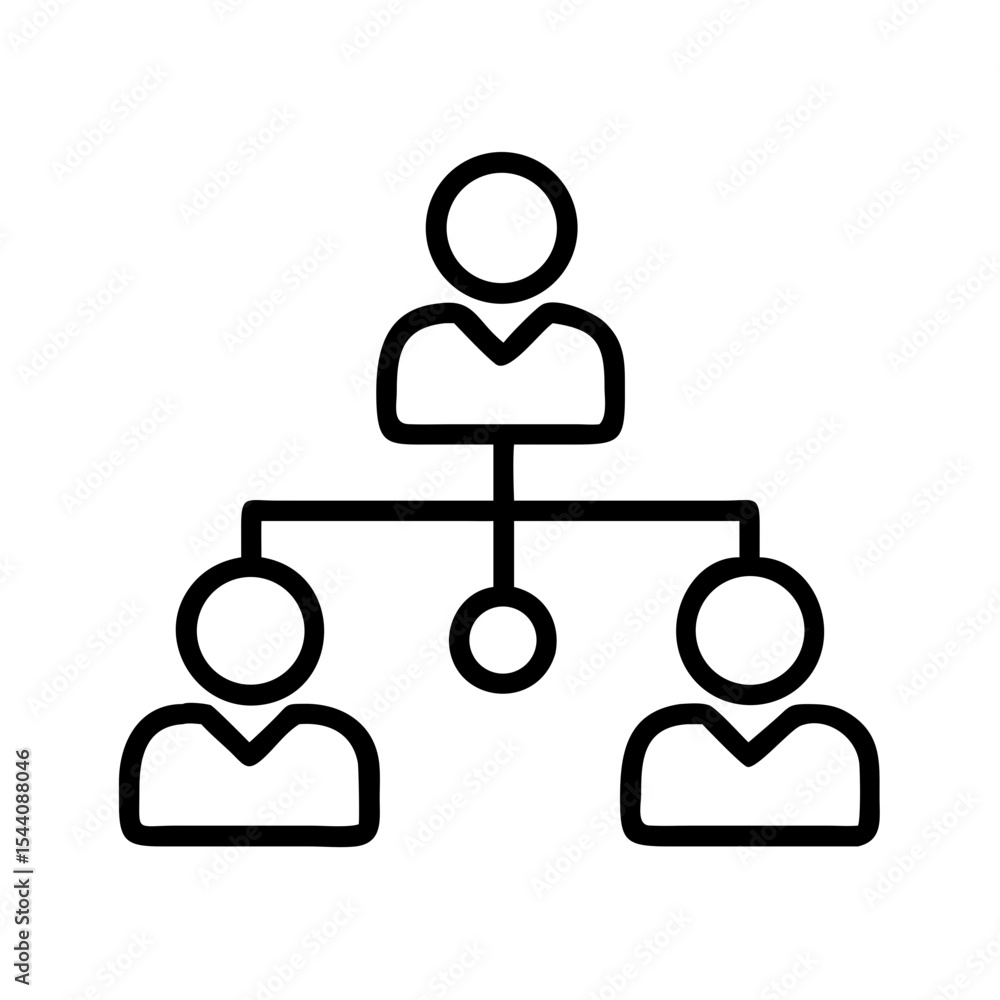 Poster organization chart hierarchy structure business management team workflow outline vector icon image