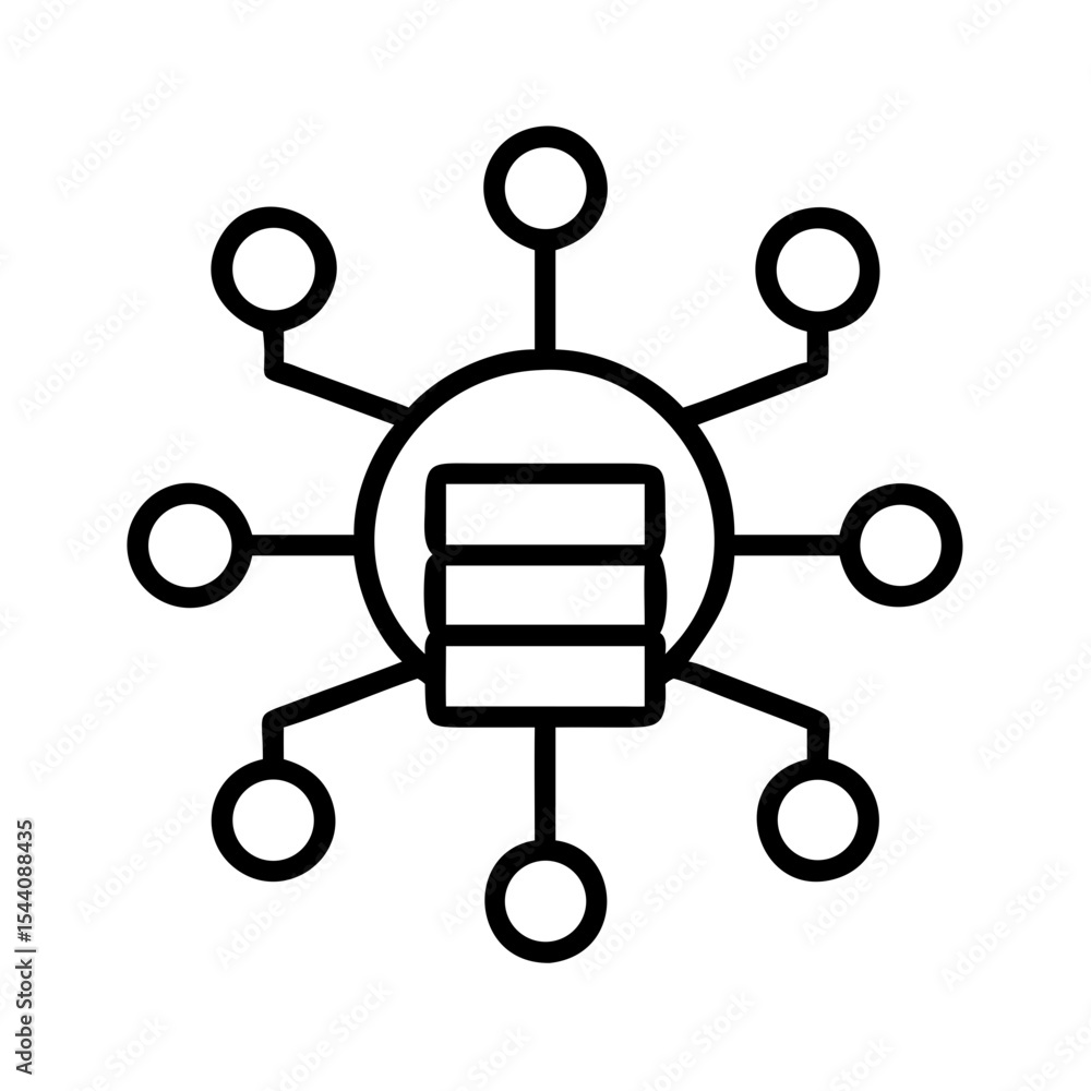 Poster Database network server connection icon vector, data storage, cloud computing, hosting and information 95