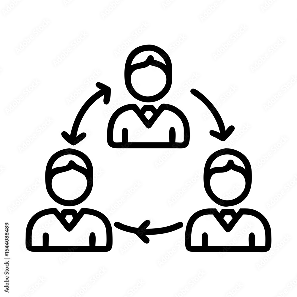 Poster teamwork collaboration and communication cycle icon for business process and organization structure