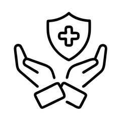 Health care protection insurance with hands and shield icon vector design illustration concept art