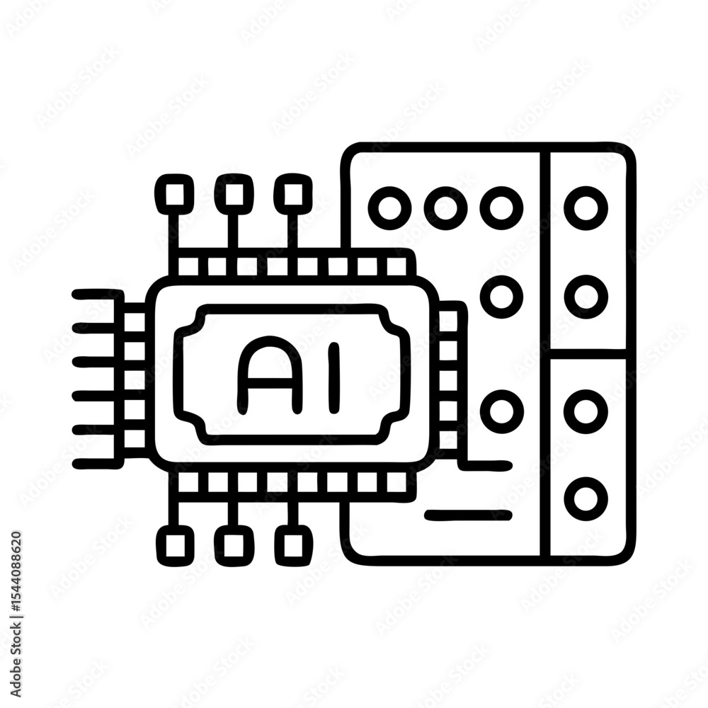 Poster ai artificial intelligence chip processor technology machine learning neural network concept icon ve