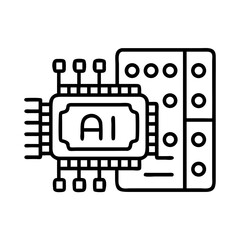 Ai artificial intelligence chip processor technology machine learning neural network concept icon vector