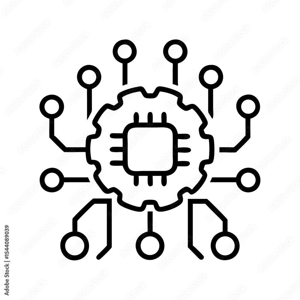 Poster computer chip technology icon vector illustration, circuit board, processor, cpu, tech design elemen