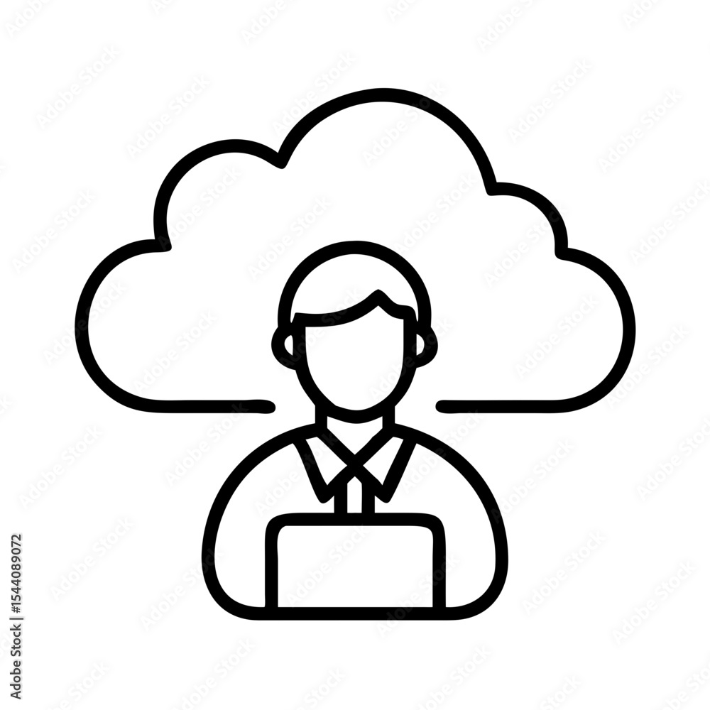 Poster cloud computing professional with laptop icon for data storage and network solutions concept design 
