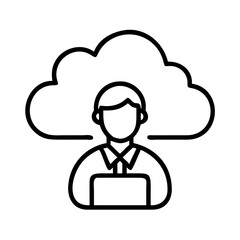 Cloud computing professional with laptop icon for data storage and network solutions concept design vector