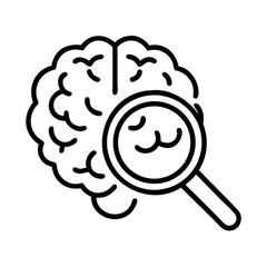 Brain research and analysis concept with magnifying glass for mental health and cognitive function study