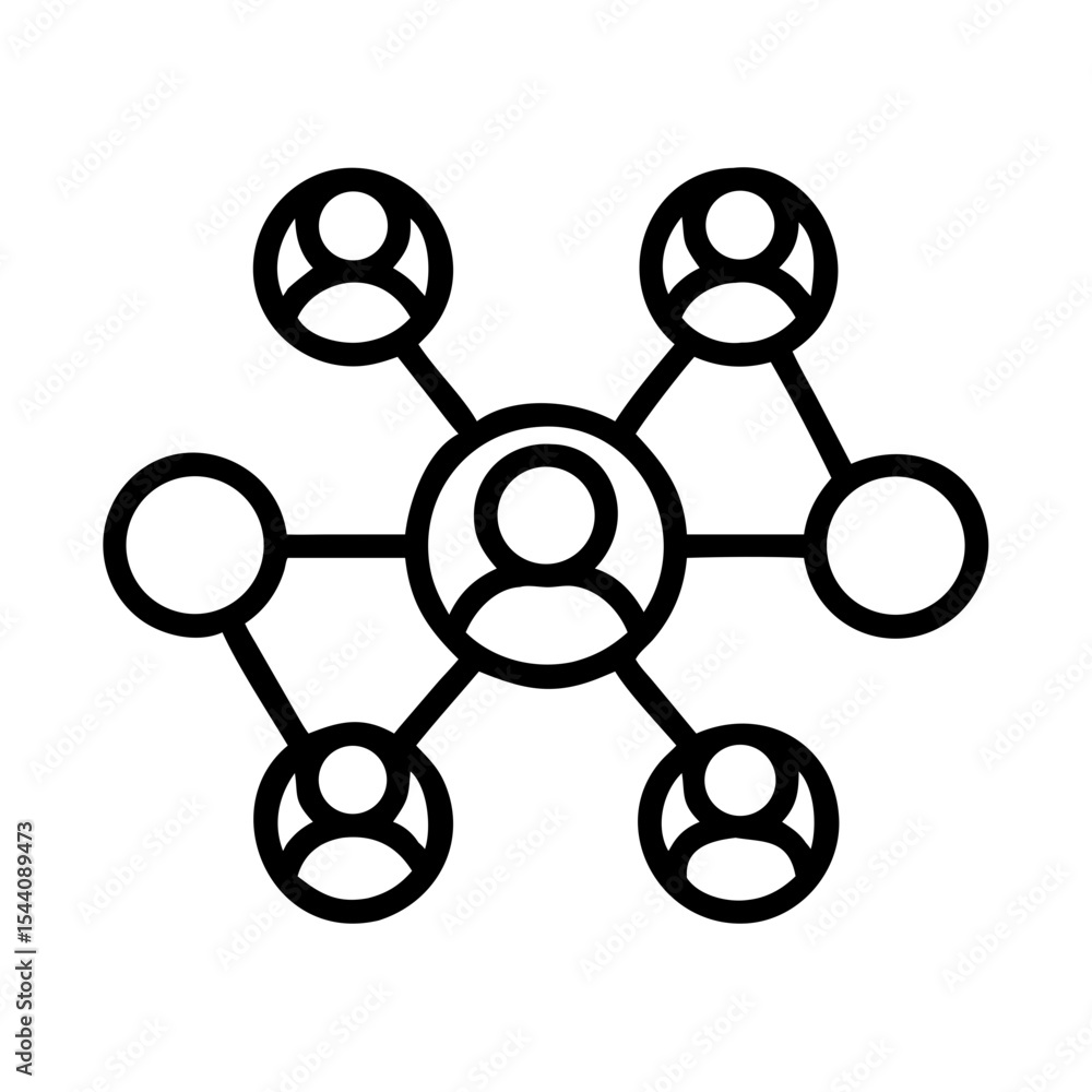 Poster social network connection diagram representing networking people and business communication process 