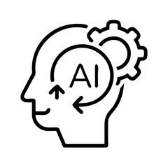 Ai artificial intelligence machine learning concept with head gear and arrows for automation tech