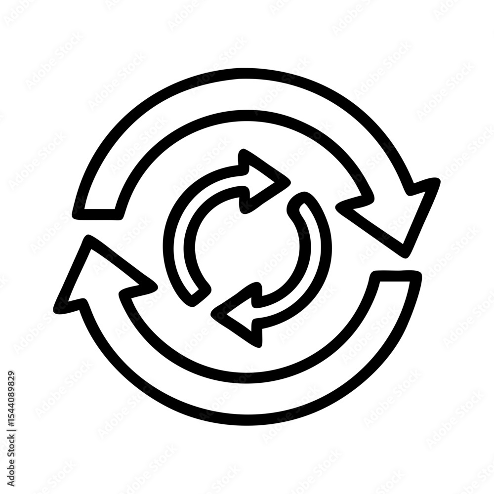 Poster recycling symbol vector, circular arrows icon for recycle process, loop, and rotation concept design
