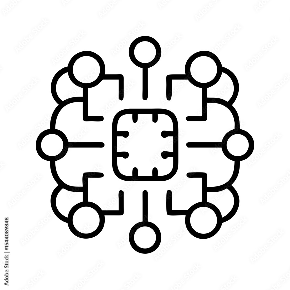 Poster Artificial intelligence ai neural network machine learning chip processor technology vector icon design