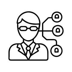 Find business network connection professional person with glasses and suit icon vector graphic design