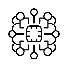 Artificial intelligence ai neural network machine learning chip processor technology vector icon design