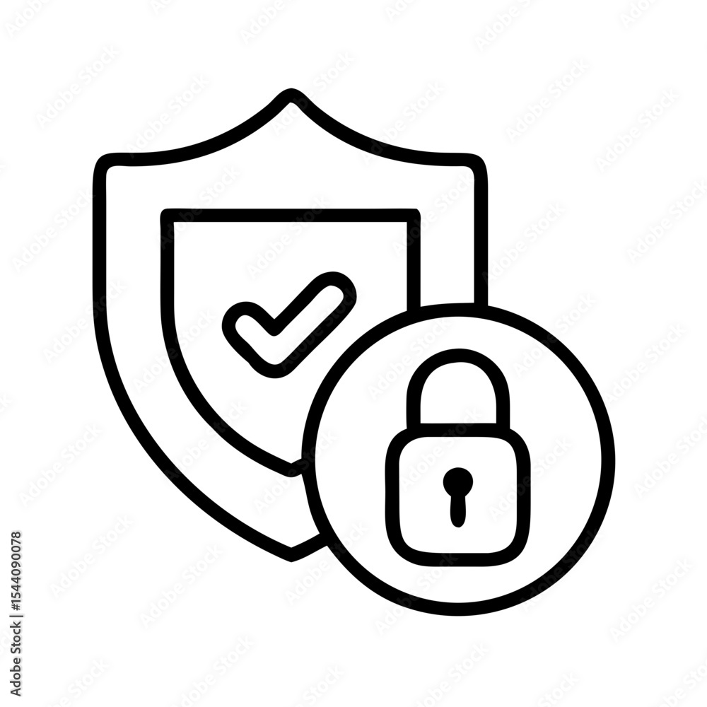 Poster secure shield with padlock vector icon for security protection and data privacy illustration design