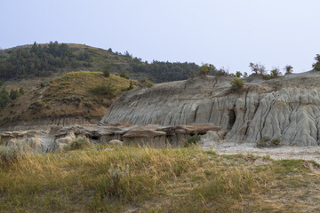 The Badlands rock formations at Theodore Roosevelt National Park, North Dakota
