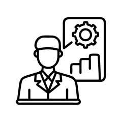 Business analysis presentation of financial growth chart and gear icon by a professional expert